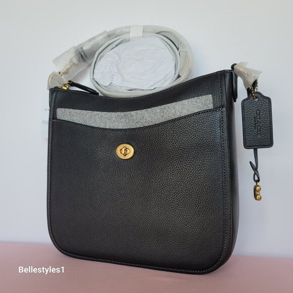 COACH Chaise Pebbled Leather Crossbody Bag- Black color ⭐ - Picture 4 of 16